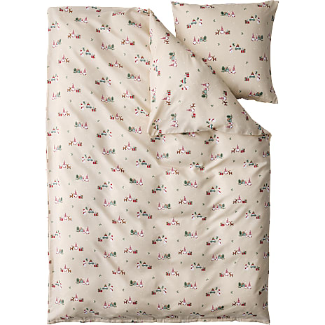 BASIS Sengetøj 140x200 cm Beige Med Julemotiver