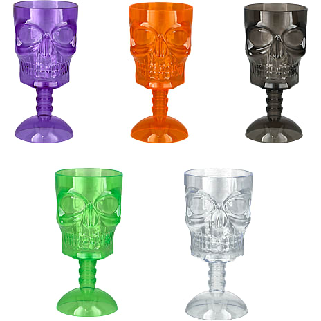 Halloween Vinglas Med Kranie Højde 16 cm Assorteret