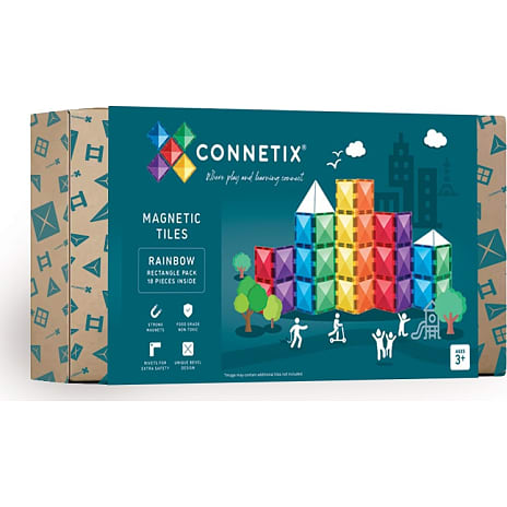 Connetix Rectangle Pack Magnetsæt 18 Dele Rainbow
