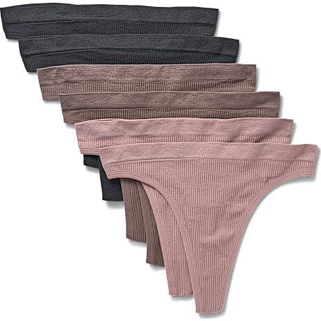 VRS Dame 6-pak G-streng Str. M/L Sort/Brun/Rosa