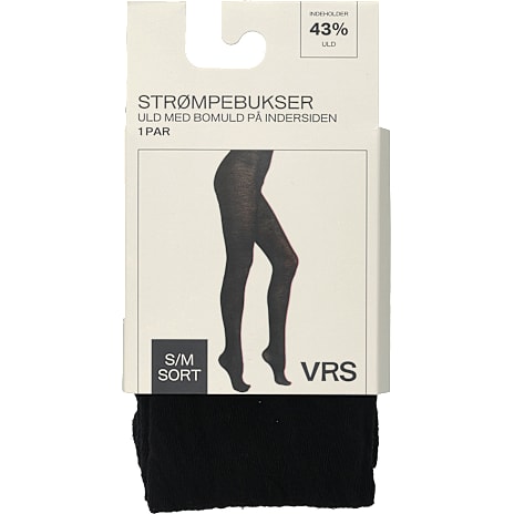 VRS Dame Uldstrømpebukser Med Bomuld På Indersiden 43% Uld Str. L/XL Sort