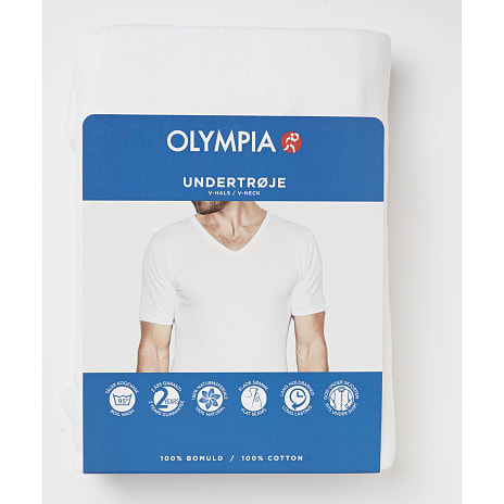 Olympia herre T-shirt v-hals str. M - hvid 1 stk.