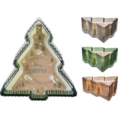 Duftlys I Juletræ 3-væget 14 x 6 x 15 cm Assorteret