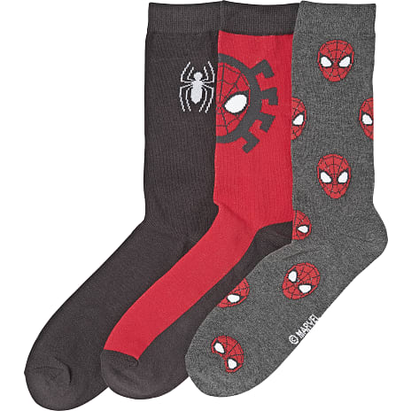 Spider-Man Herre 3-pak Strømper Str. 42/45 Sort/Grå/Rød