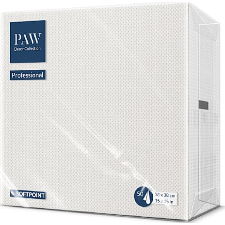 Paw ensfarvede servietter 38x38 cm 50-pak - hvid 50 stk.