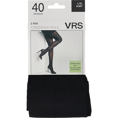 VRS Dame Strømpebukser 2-Pak Str. L/XL Sort