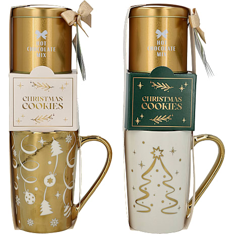 Julekrus med varm choko mix og cookies - flere varianter - assorteret 1 stk.