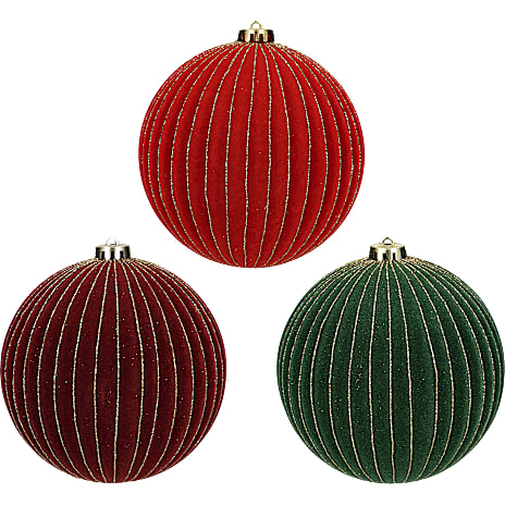 Julefryd Julekugler I Plastik Med Velour 15 cm Assorteret