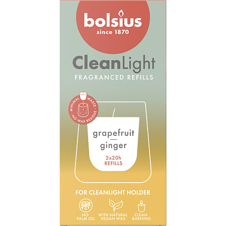 Bolsius Cleanlight Refill Duftlys Grape og Ingefær