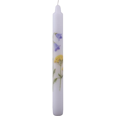 Andre Mærker Stagelys 2,2x24 cm - hvid m. blomstermotiv 80 g