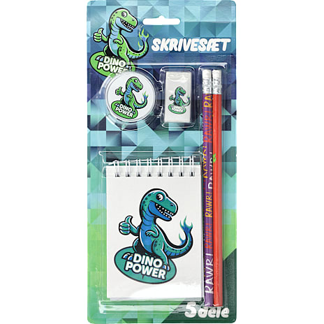 Danpen Junior skrivesæt 5 dele - dino 1 stk.