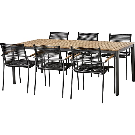 Mood Classic Havebord Med 6 Mood Rope Classic Havestole Antracit Stel