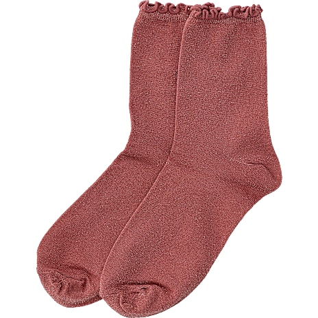 VRS dame glimmerstrømper med frillkant str. onesize - rosa 1 stk.