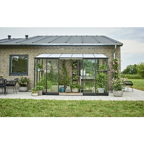 Halls QUBE Lean-to 6 Vægdrivhus - sort