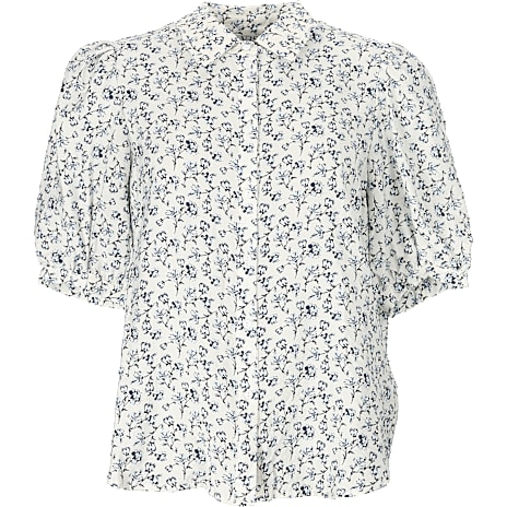 VRS Dame Blomstret Oversize Skjorte Str. XS Hvid