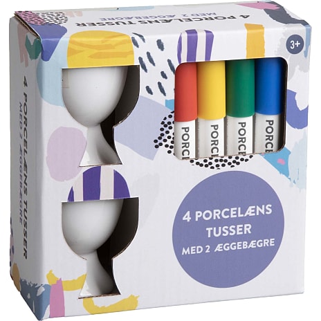 Egg cups with porcelain pen set