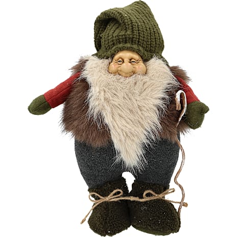 Julemand med stok 33 cm, grøn