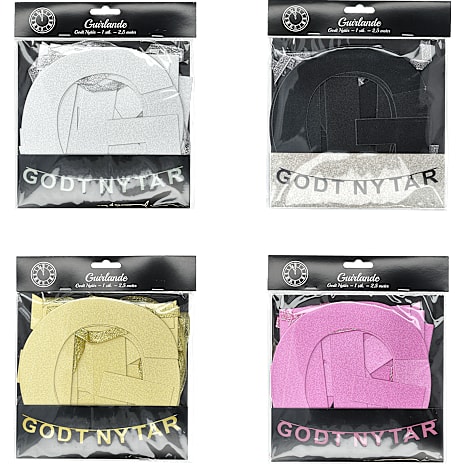 Guirlande Godt Nytår med Glimmer Assorteret