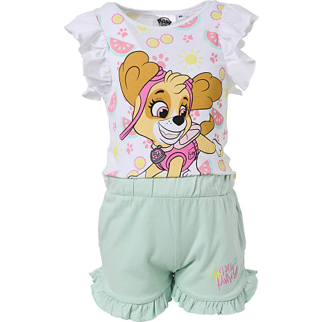 Paw Patrol Shortssæt Str. 98 Hvid/Grøn