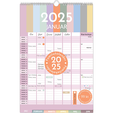 1Conzept Familiekalender 2025 Farverig