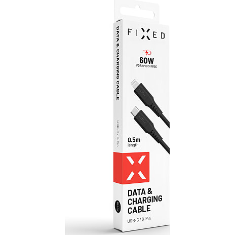 Fixed USB-C til Lightning Kabel Sort
