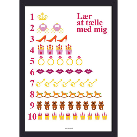 Salling Lær at Tælle Plakat Sort Glasramme