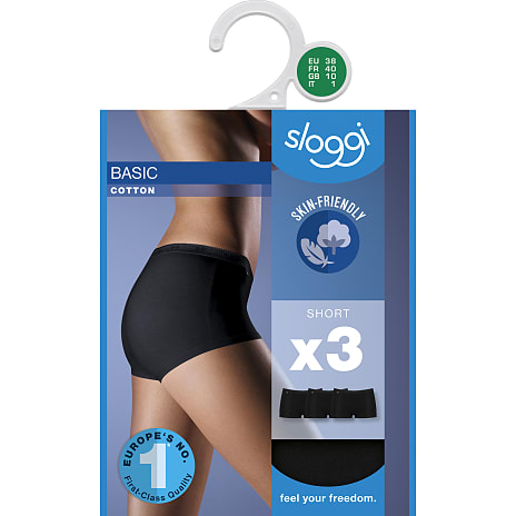 Sloggi dame 3-pak shorts str. 46 - sort 1 stk.
