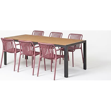 Carlton Havebord Med 6 Messina Stole Teak Og Plum