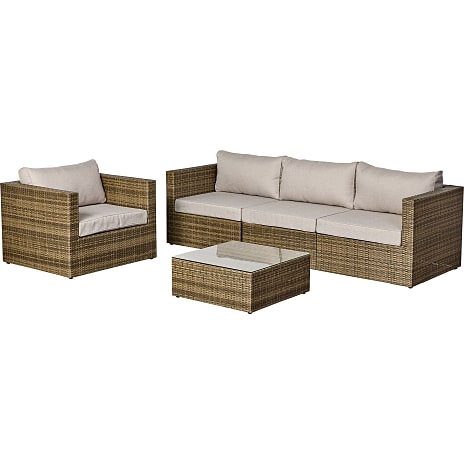 Pisa Sofa med Stol og Bord Natur