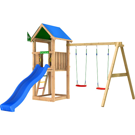 Jungle Gym Castle legetårn inkl. gynger og blå rutschebane