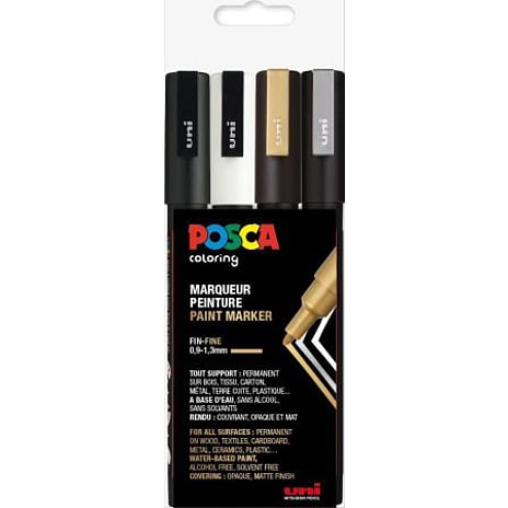 Uni-Ball Posca PC3M Tuscher 4-pak Standardfarver