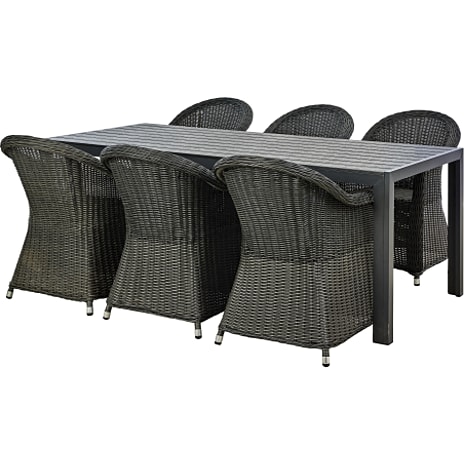 Andre mærker Carlton havebord med 6 Albany havestole - sort