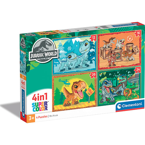 Clementoni Jurassic World Puslespil 4-i-1 12, 16, 20 Og 24 Brikker