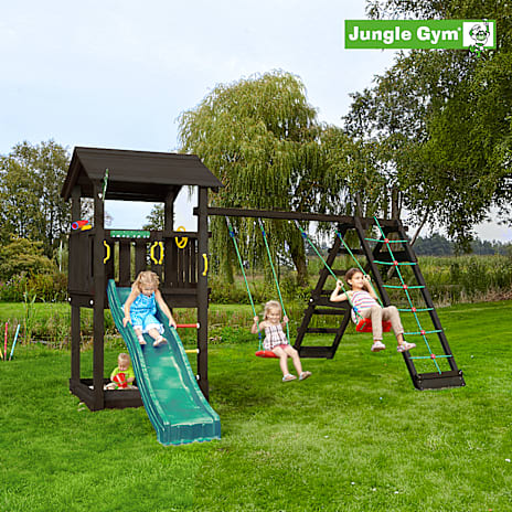 Jungle Gym Casa legetårn mørkegrøn rutsjebane