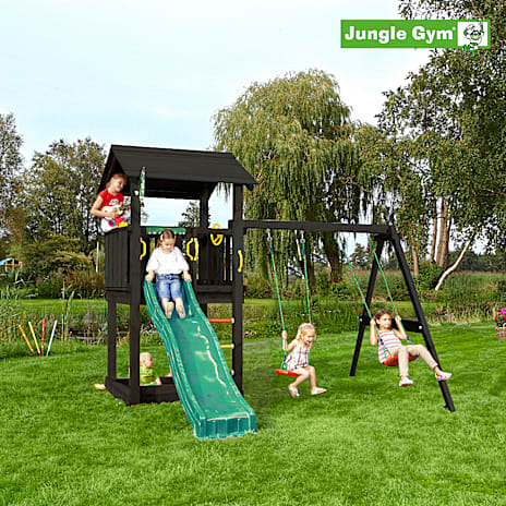Jungle Gym Casa legetårn mørkegrøn rutsjebane