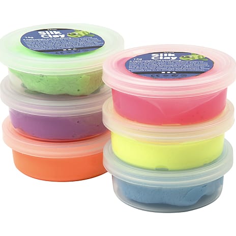 Silk Clay Modellervoks Neonfarver 6-pak