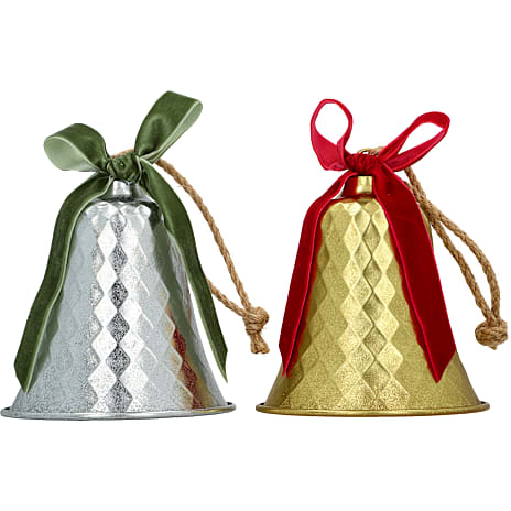 Juleklokke i metal 13,5 cm - flere varianter - assorteret 1 stk.