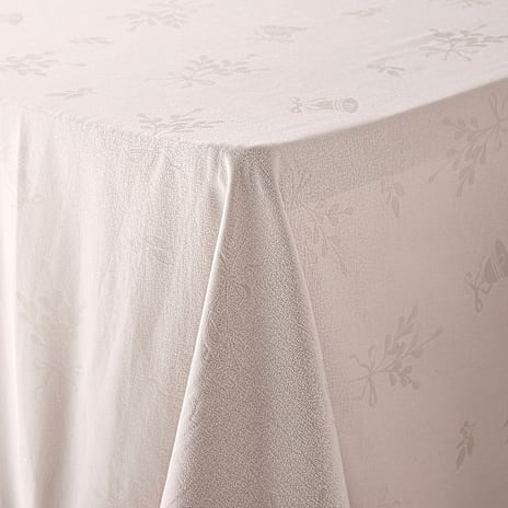 Salling Damaskdug Mistelten Og Klokker 140x220 cm Sandfarvet