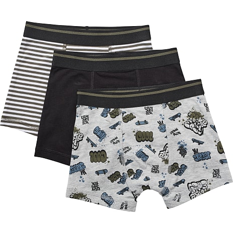VRS Børne 3-pak Boxershorts Str. 122/128 Grå/Sort/Oliven