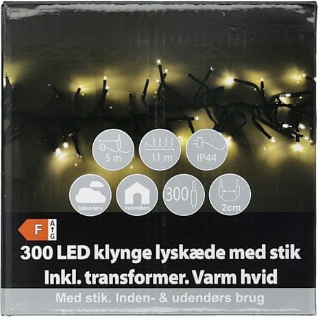 Klyngelyskæde 300 LED Varm Hvid