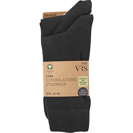 VRS herre 2-pak strømper str. 39/42 - sort 1 stk.
