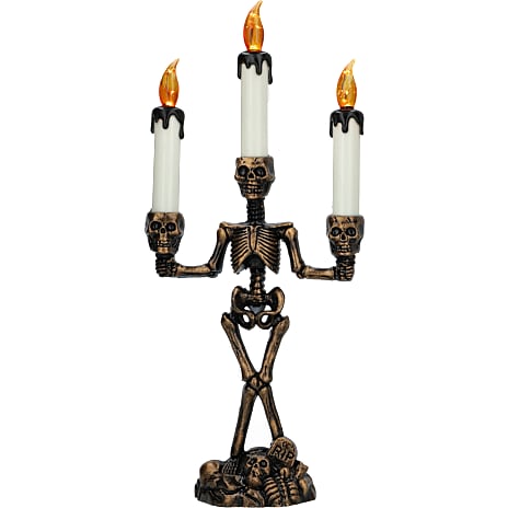 Halloween Skeletkandelaber Med LED Højde 37 cm Bronzefarvet