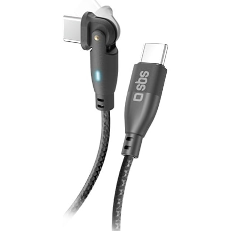 SBS vinklet flexi ladekabel 1 meter - sort 1 stk.