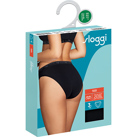 Sloggi dame 3 pak tai 100 str. 38 sort Kob pa Bilka