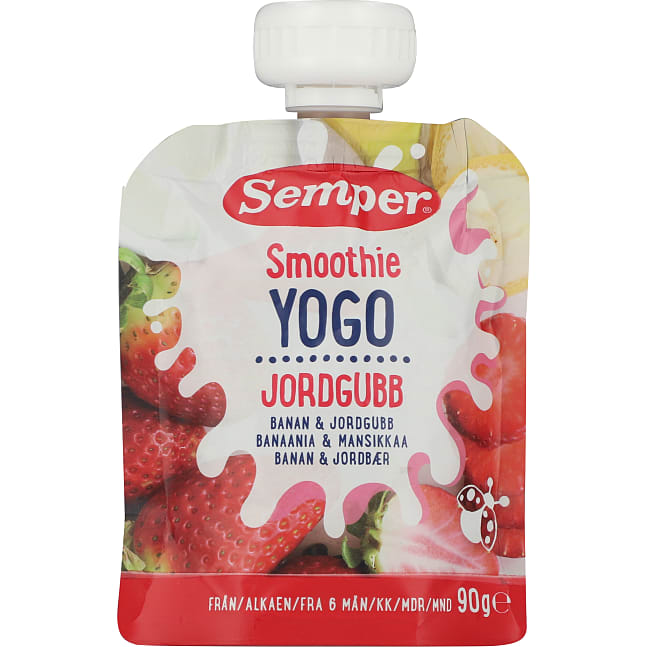 Frugtmos m. yoghurt, banan og jordbær fra 6 mdr.