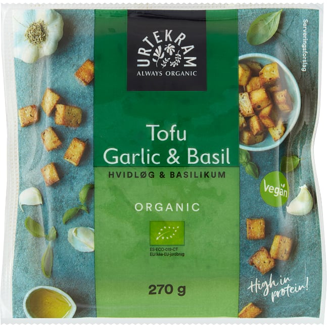 Tofu m. hvidløg og basilikum