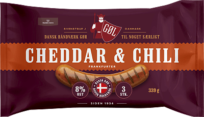 Frankfurter Med Cheddar Og Chili