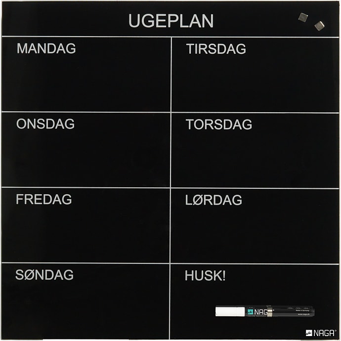 Naga Ugetavle i Glas Magnetisk Sort