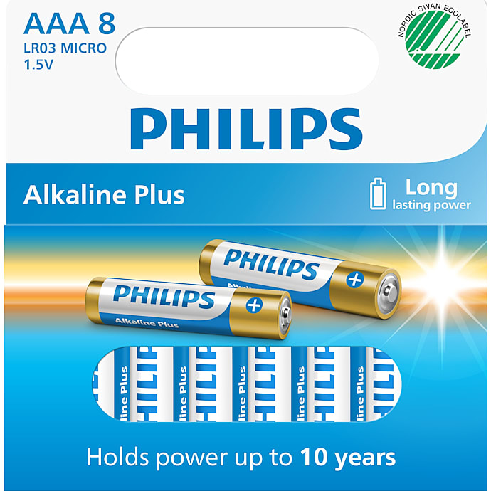 Philips Alkaline Plus AAA batterier 8-pak