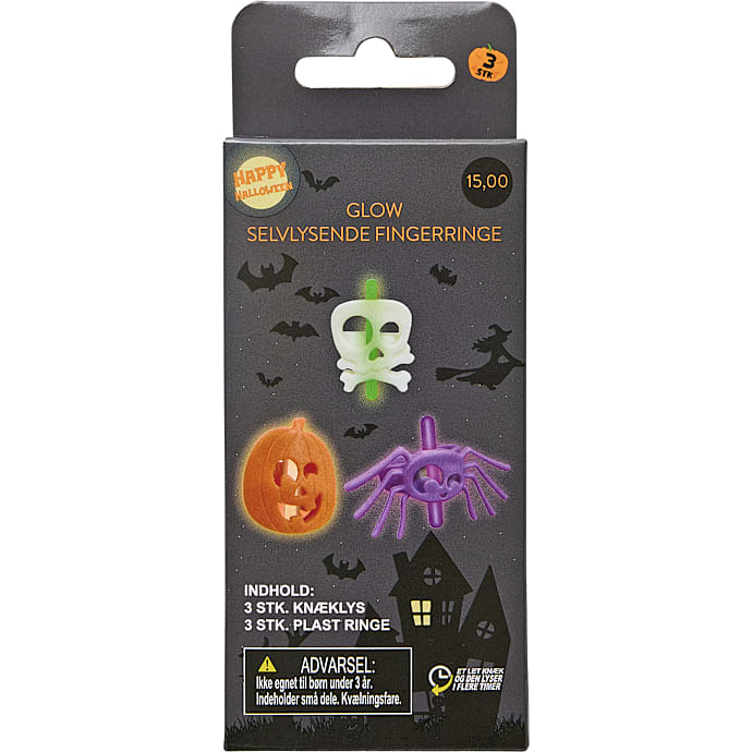 Halloween glow ringe 3-pak - multifarvet